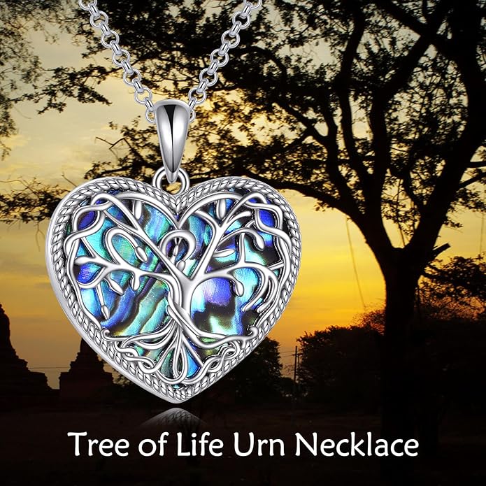 POPLYKE 925 Sterling Silver Urn Necklace for Ashes for Women Cremation Necklace for Ashes Keepsake Jewelry for Human