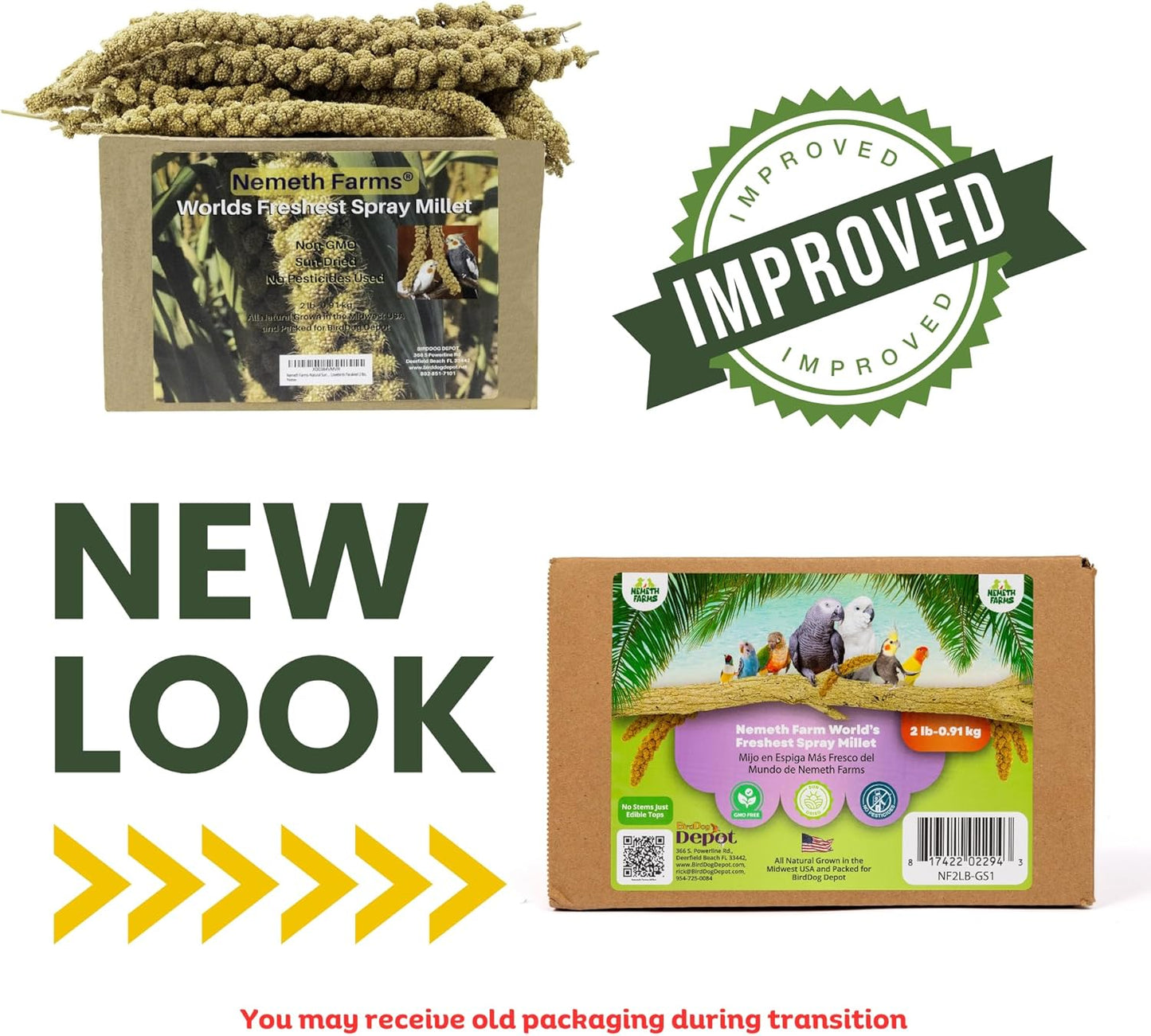 Nemeth Farms–Natural Sun Dried Millet Spray for Pet Birds–Bulk Parrot Seed Treats and Parrot Food–Natural Non GMO Millet Spray–Cockatiels Lovebirds Parakeet 2 lbs.