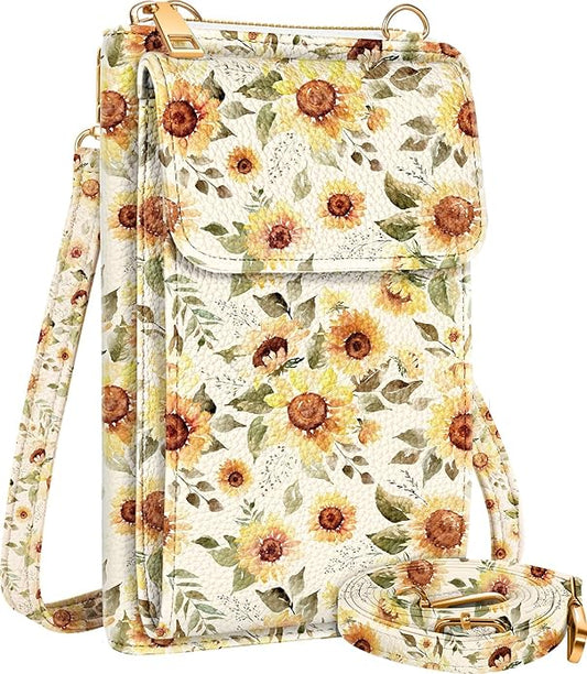 Cute Crossbody Purse Cell Phone Bags for Women - Leather Cellphone Wallet Purse with Handle Rope and Adjustable Shoulder Rope