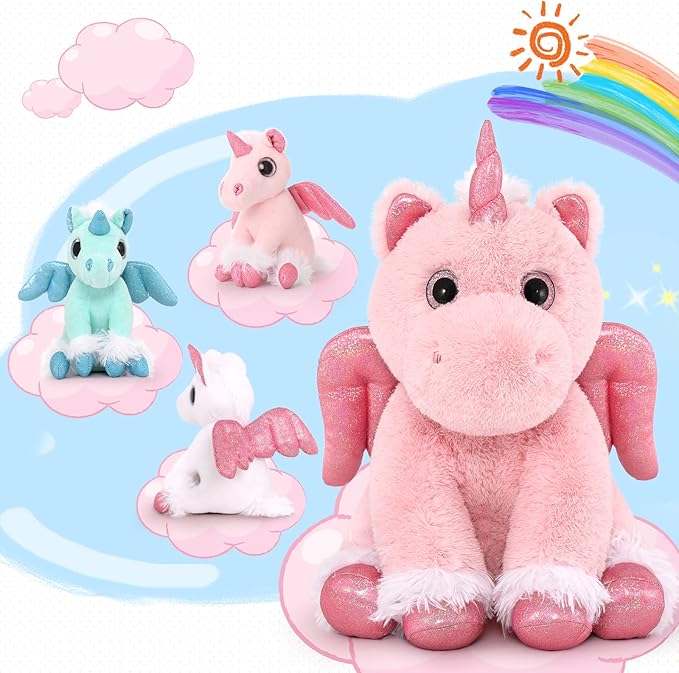 MorisMos Pink Unicorn Stuffed Animal with Babies,18'' Large Stuffed Mommy Unicorn Stuffy with Babies for Kid,4Pcs Unicorn Plush Toy Gifts for Girl,Pregnant Stuffed Animals for Baby Shower Birthday