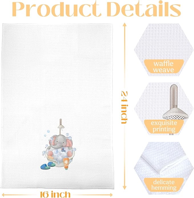 Kids Hand Towels Set of 4, Cute Baby Giraffe Elephant Bear Lion Decorative Hand Towels for Bathroom Decor, Toddler Kids Bathroom Decor, 16x24 Inch