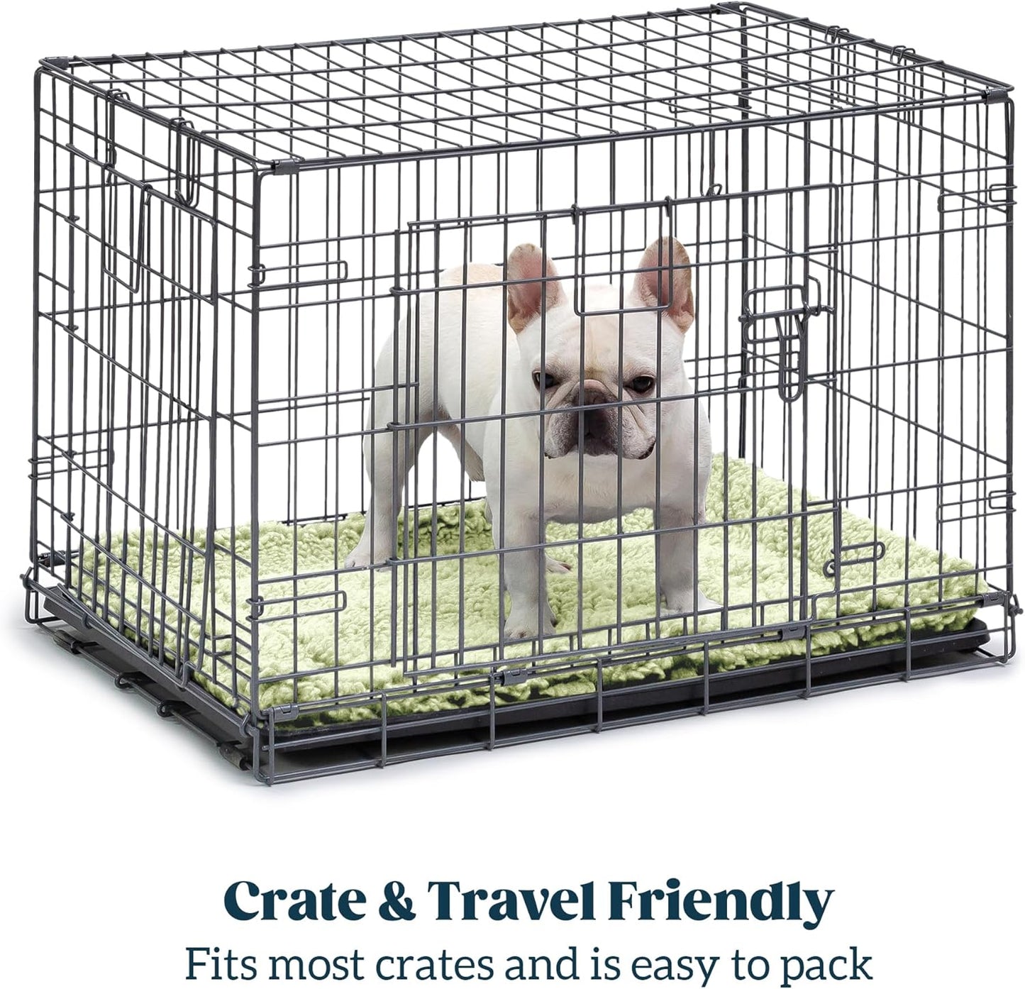 Stoutwool Indestructible Dog Bed - Fluffy Chew Proof Dog Crate Pad - Tough Kennel Pad for Aggressive Chewers - Ideal for Extra Large Breeds & Fits 48-Inch Crate - 47"x29", Gleam