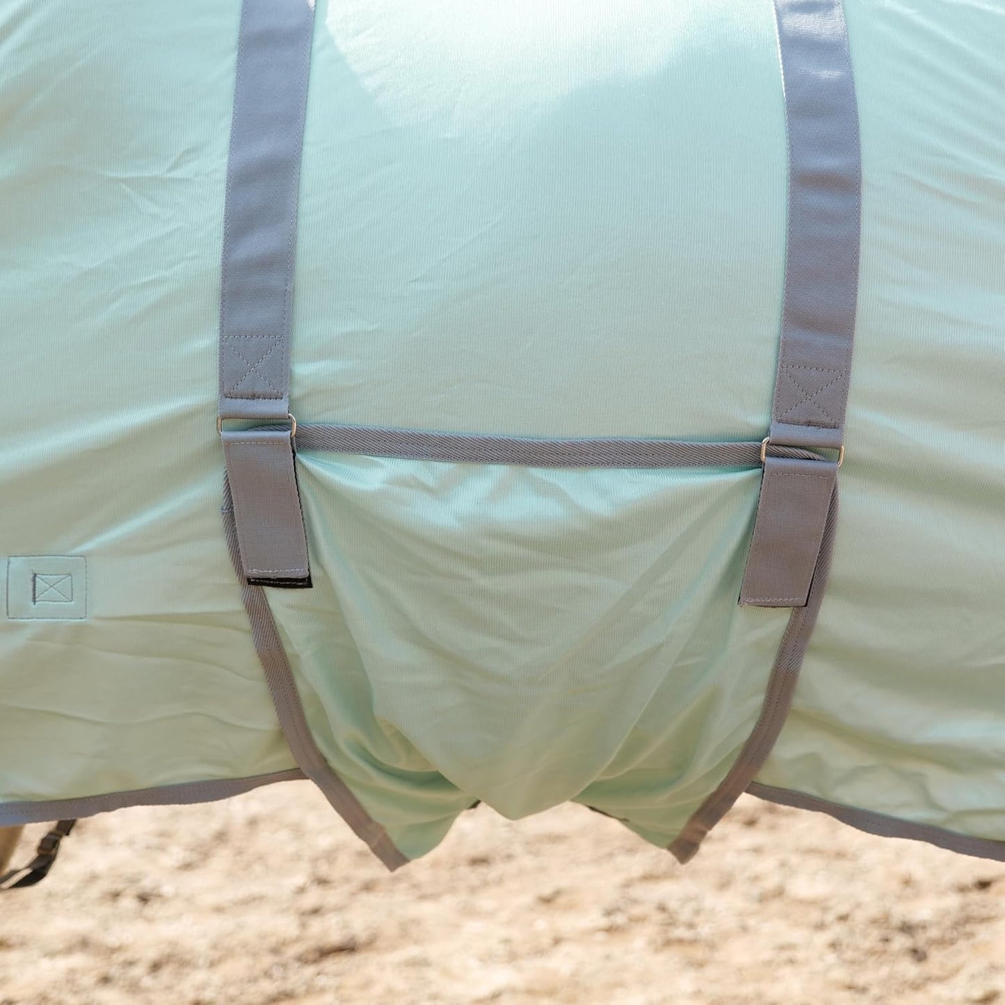 Horse Fly Sheet with Detachable Neck Cover & Belly Wrap, Adjustable Fly Sheet for Horses, Ventilated Airflow Mesh Equine Cooling Summer Flysheet Green 66