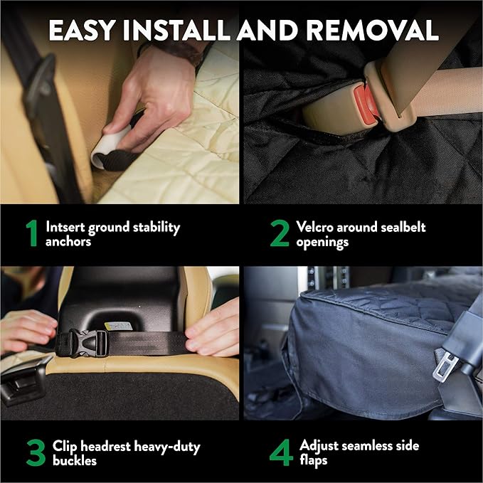 Plush Paws Products Velvet Rear Car Seat Protector w/Hammock | Washable & Waterproof Back Seat Dog Cover for Car, Truck, & SUV | Nonslip, Tear Resistant Pet Seat Cover | X-Large Charcoal