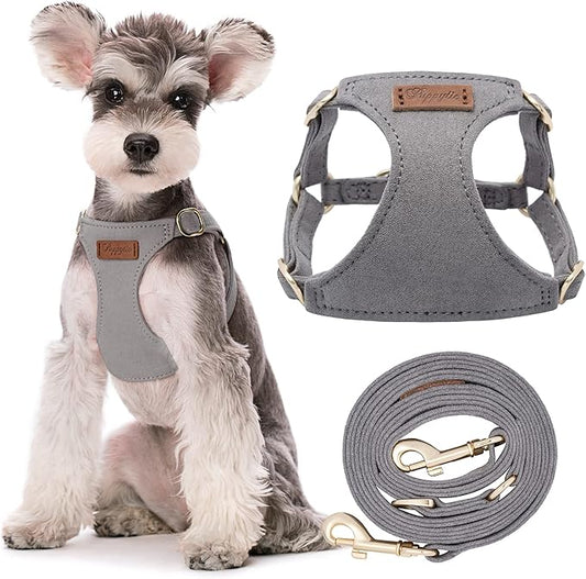 Puppytie No Pull Dog Harness with Multifunction Dog Leash,Soft Adjustable No Choke Escape Proof Pet Harness Vest for Medium Dogs or Large Dogs,Silver Grey,M