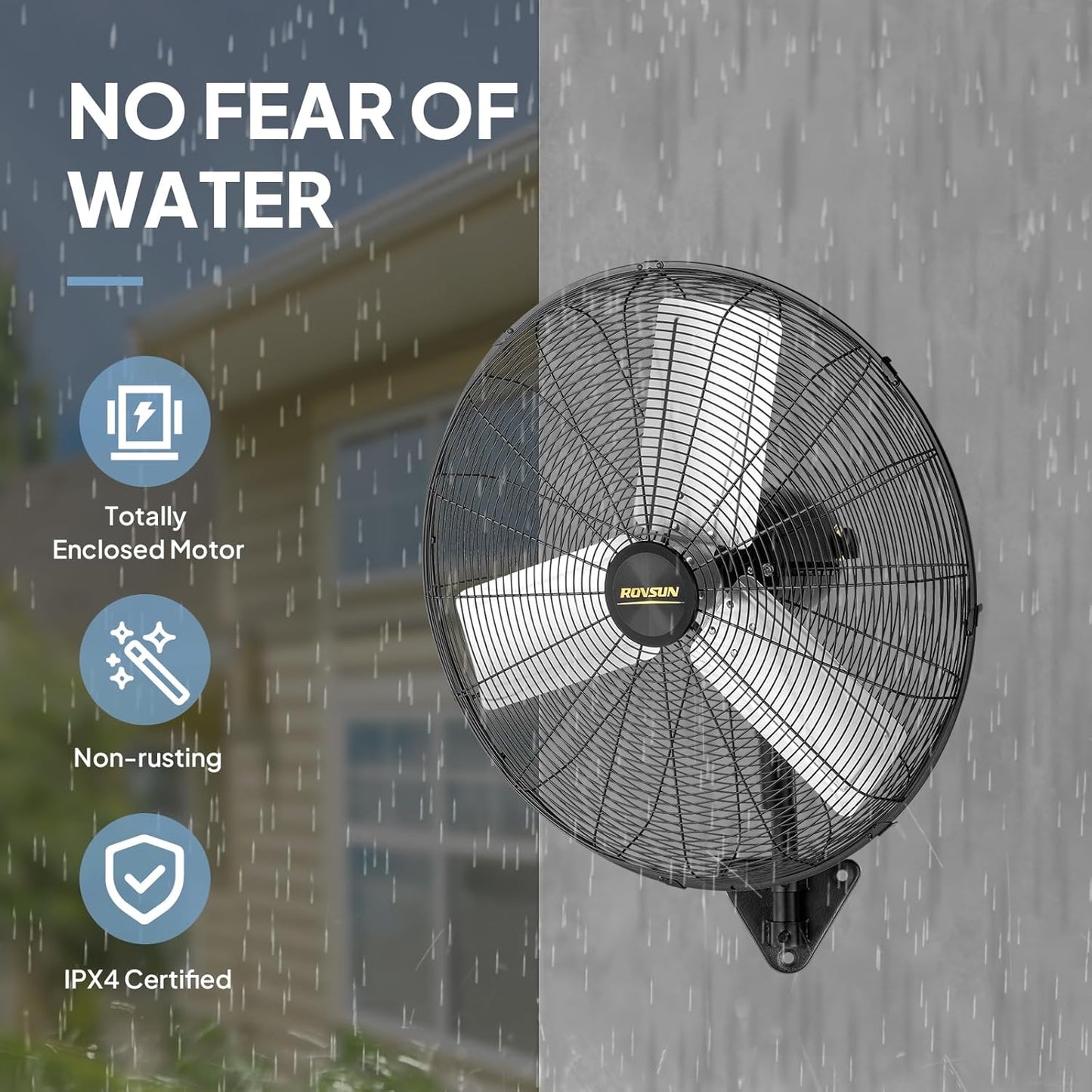 ROVSUN 20 Inch Industrial Wall Mounted Fan, High Velocity Waterproof Wall Mount Fan, Max 4710 CFM, 3-Speed Setting with Aluminum Blade & Dual Ball Bearing Motor, For Garage, Gym, UL Listed