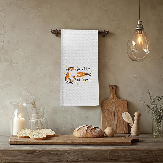 Cat Kitchen Towels, Cat Towels for Cat Lovers, Cat Mom Gifts, Cute Cat Gifts, Cat Gifts for Cat Lovers Women, Cat Lady Gifts, Cat Hand Towels, Cat Dish Towels Tea Towels for Kitchen, 16x24 Inch