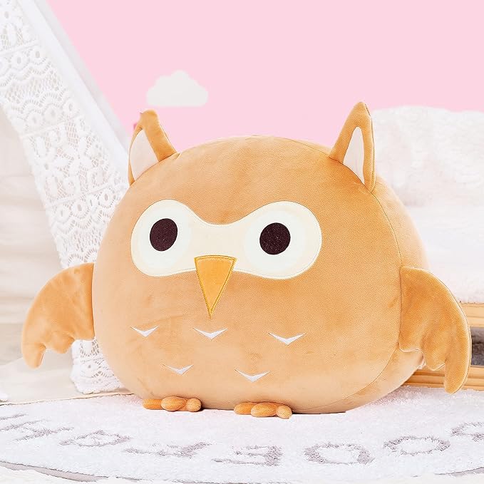 Lazada Stuffed Owl Animal Plush Kids Pillow Super Soft Toys Brown 15''
