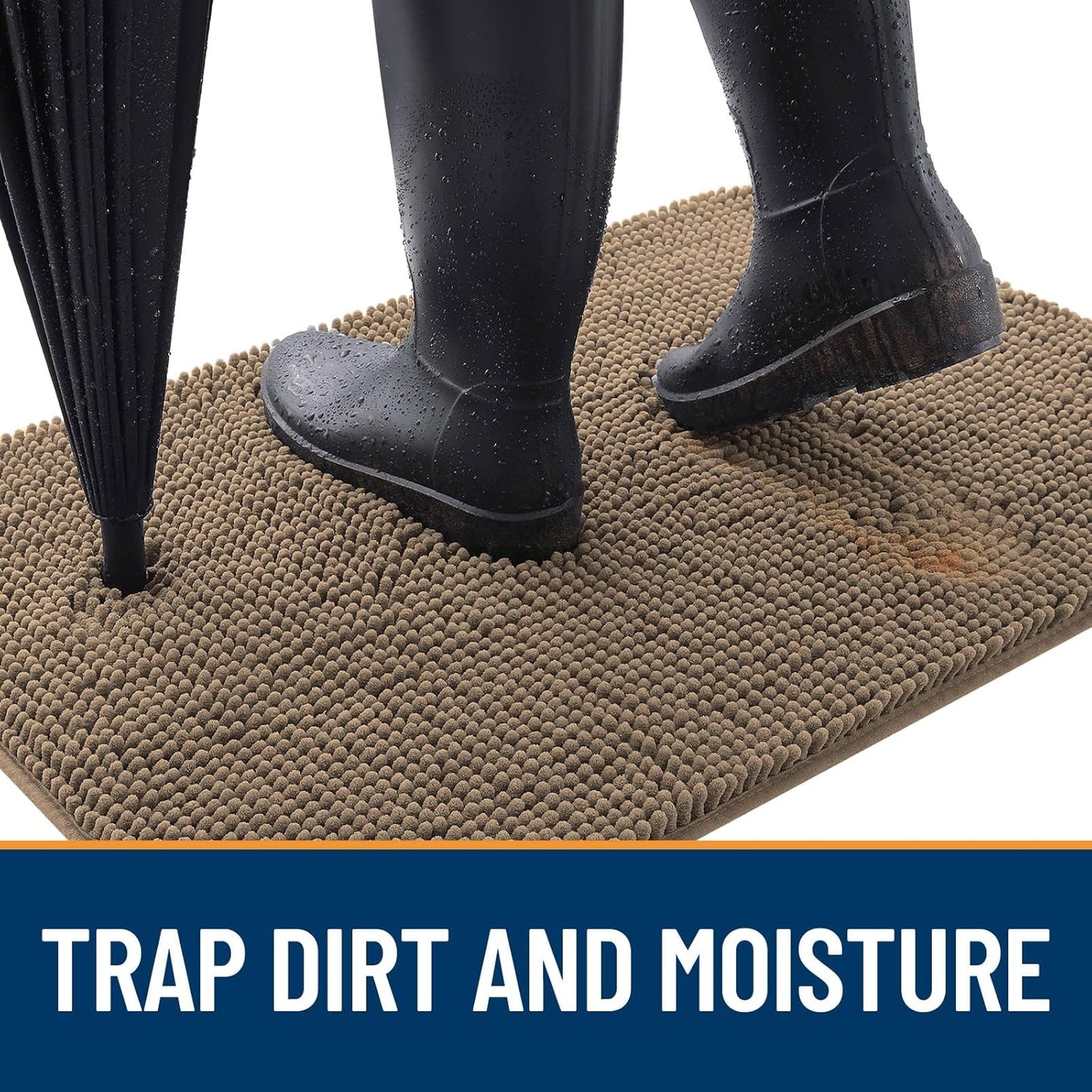 OLANLY Dog Door Mat for Muddy Paws 59x24, Absorbs Moisture and Dirt, Absorbent Non-Slip Washable Doormat, Quick Dry Chenille Mud Mat for Dogs, Entry Indoor Entryway Carpet for Inside Floor, Tan