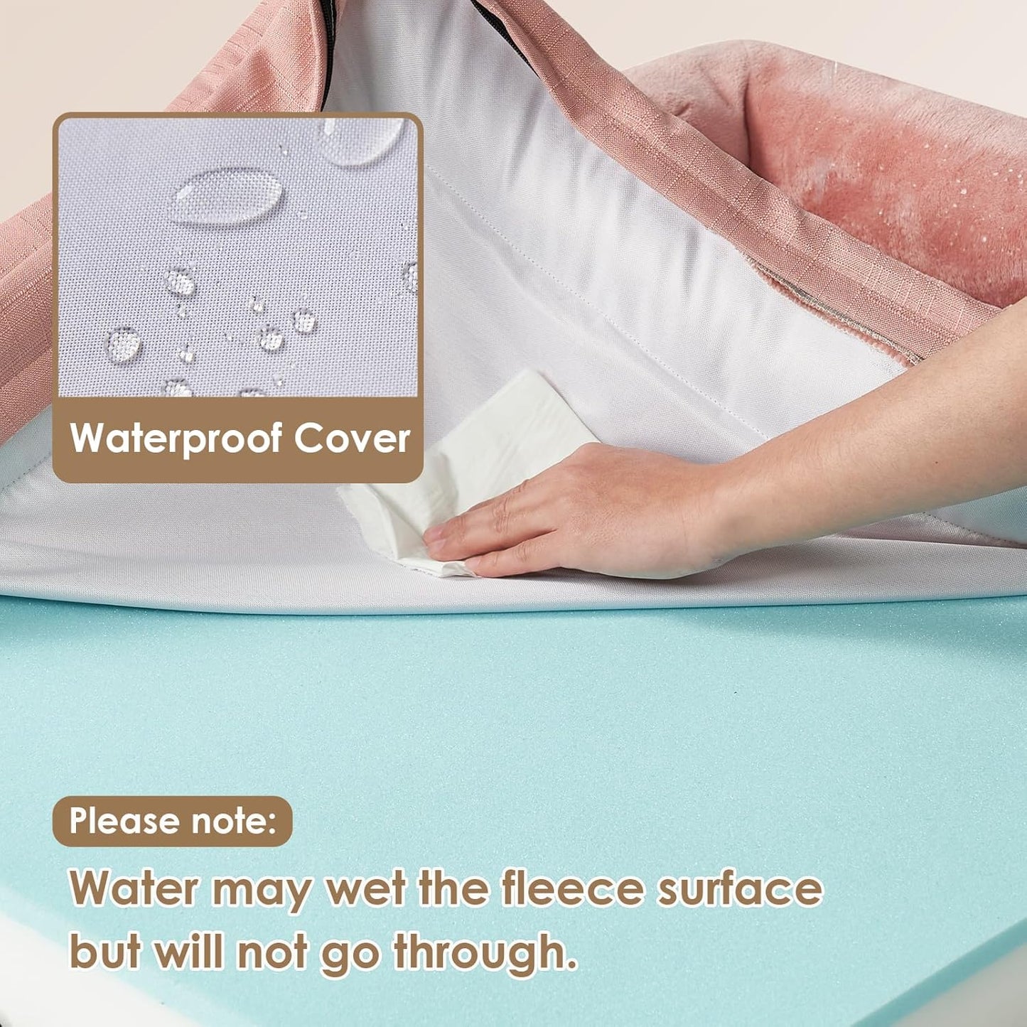 EHEYCIGA Orthopedic Dog Bed for Small Dogs, Waterproof Memory Foam Small Dog Beds with Sides, Non-Slip Bottom and Egg-Crate Foam Medium Pet Couch Bed with Washable Removable Cover, Dusty Pink