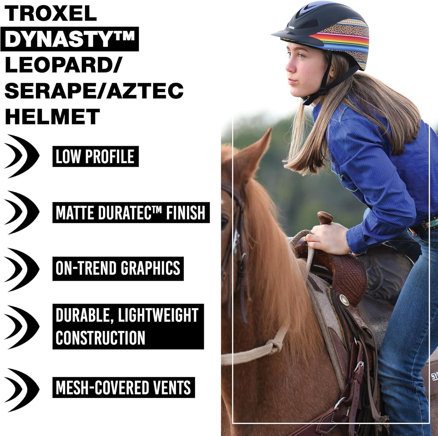Troxel Dynasty Ultralight Horse Riding Helmet, Low-Profile, Adjustable Design, Safety Horseback Riding Gear