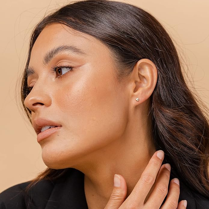 PAVOI 14K Gold Plated Sterling Silver Bar, Dot, Heart, Triangle, Star, Cat | Dainty Earrings for Women