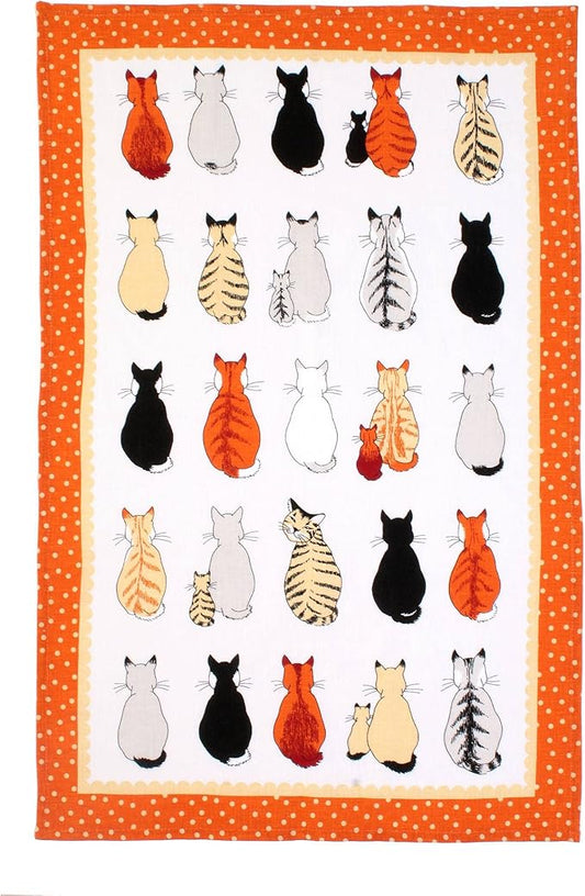 Ulster Weavers Cats in Waiting Tea Towel, 100% Cotton - with Cute Orange Cat Animal Hand Drawn Design - Kitchen and Cooking Gifts for Bakers & Chefs - Homeware & Kitchenware Range