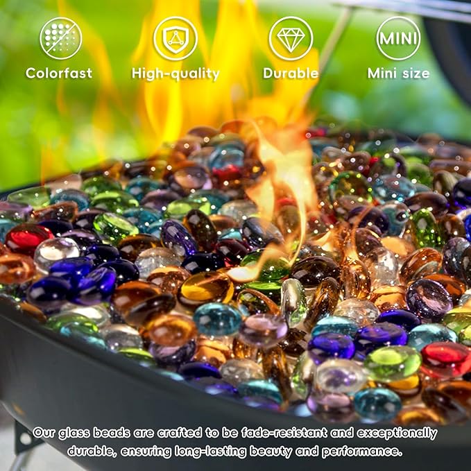 Mini Flat Glass Marbles, 2 LB Mix Color Glass Beads~300PCS for Vases, Floral Bottom Mancala Gems Pebbles Fish Tank Rocks for Table Scatter Aquarium,Vase Fillers,Home Decorative Art Craft(0.5"~0.7")