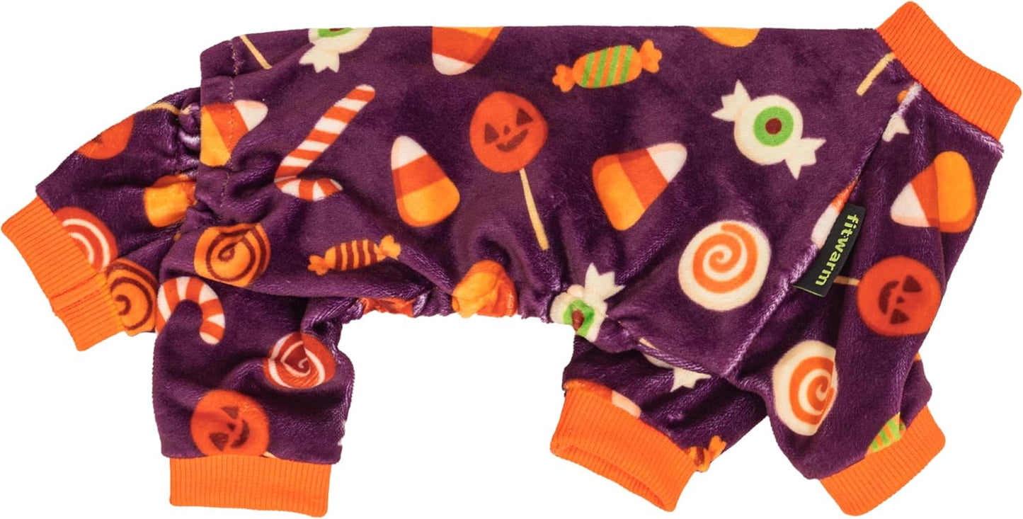 Fitwarm Halloween Candy Dog Pajamas, Funny Costumes for Small Dogs Boy Girl, Pet Outfit, Purple, Orange, XXL