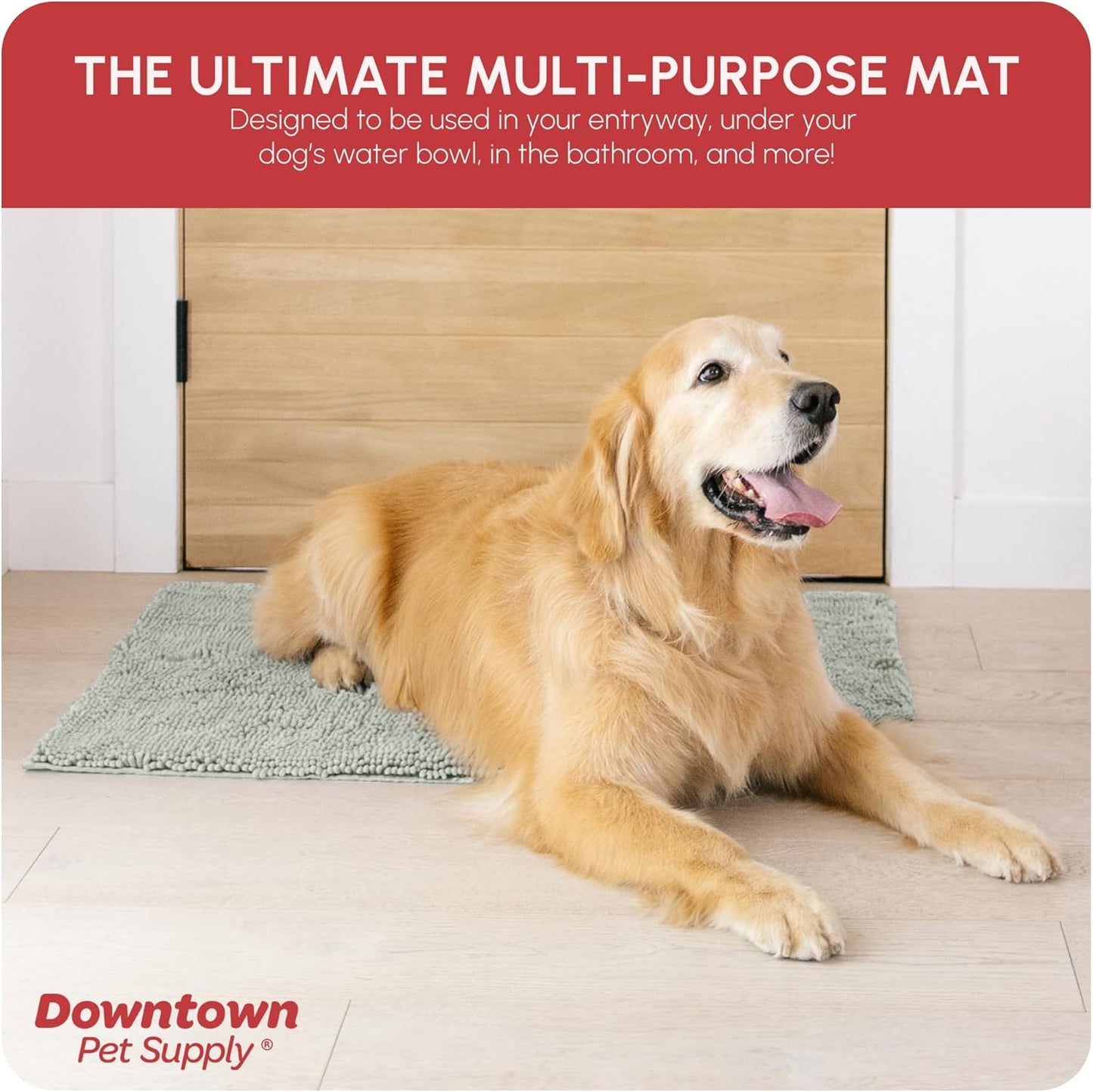 My Doggy Place Microfiber Dog Mat for Muddy Paws, 36" x 26" Light Gray - Absorbent and Quick-Drying Dog Paw Cleaning Mat, Washer and Dryer Safe - Non-Slip Rubber Backed Dog Floor Mat, Large