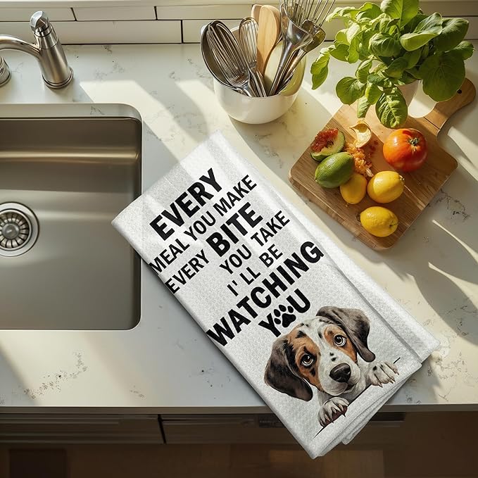 Beagle Lover Gifts,Funny Beagle Dish Towels and Hand Decorative Towels for Kitchen and Bathroom, Every Meal You Make Dog Themed Kitchen Decor, 16x24 Inch