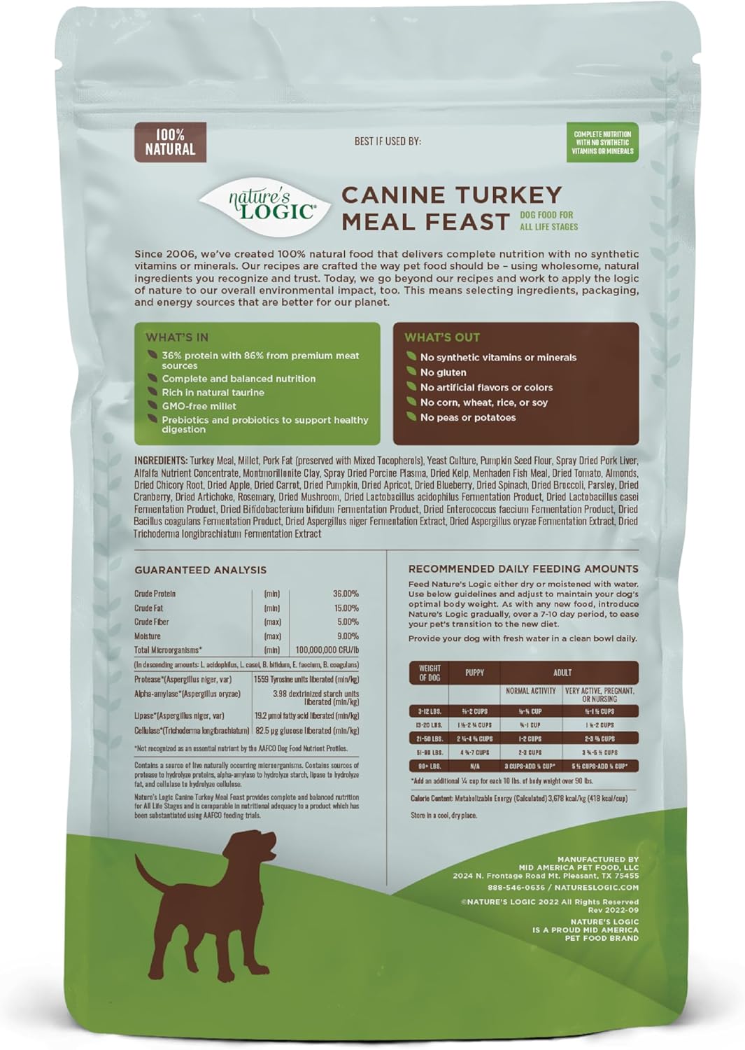 Nature's Logic Canine Turkey Meal Feast, 4.4lbs