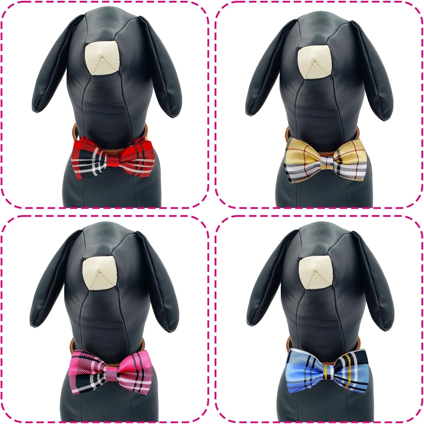 PET SHOW 8pcs Plaid Small Dogs Collar Bow Ties Puppies Cats Collar Charms Accessories Slides Attachment Bowties for Birthday Wedding Parties Assorted