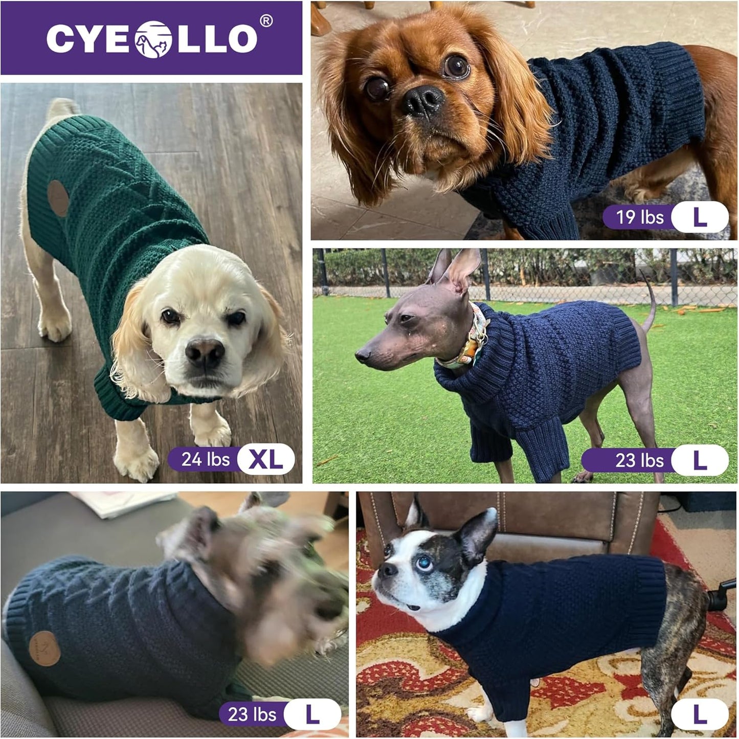 cyeollo Dog Sweaters for Medium Dogs Boy, Stretchy Warm Turtleneck Doggy Clothes for Fall Winter, Thermal Knit Pet Apparel with Sleeves, Brown XL