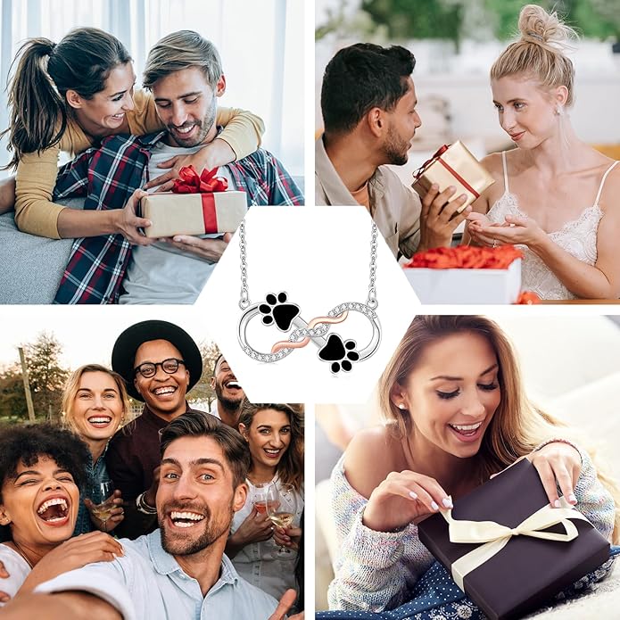 Dog/Paw Print/Infinity Necklace for Women 925 Sterling Silver Heart Dogs Pendant Necklaces Jewelry Christmas Birthday Gifts for Dog Lovers Friends