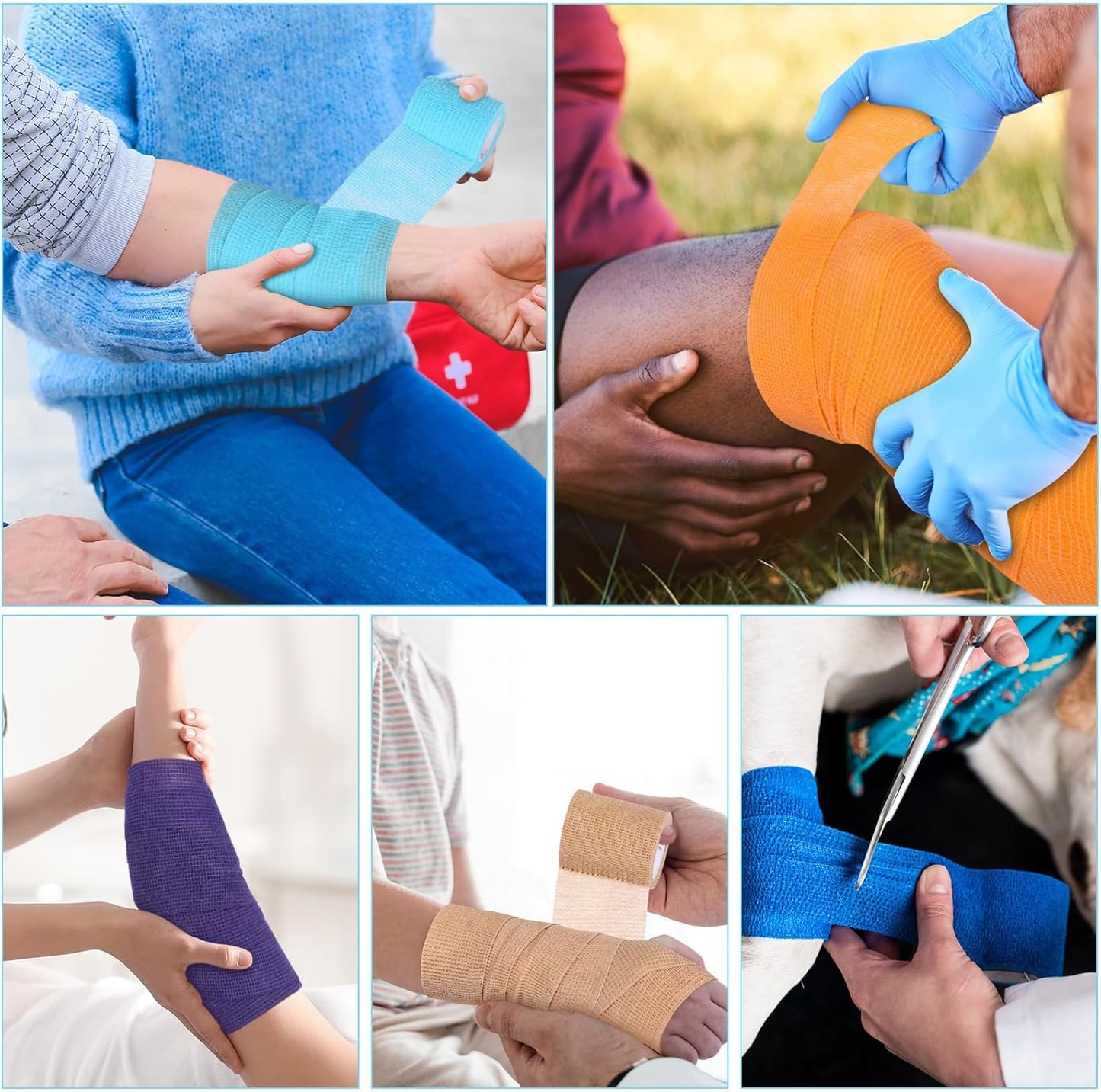 Treela 36 Pcs Self Adherent Bandage 2" X 5 Yard Wrap Breathable Cohesive Bandage Elastic Adhesive Tape for Stretch Athletic Sports Wrist Ankle(Colorful)