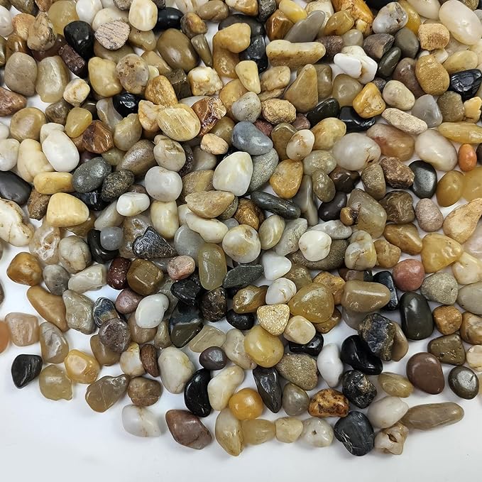 Poilished Fish Tank Gravel, 3/8 Inch Pebbles for Indoor Plants, Decorative Stones River Rocks for Succulent Soil Cover, Cactus, Aquarium, Vase Filler and Outdoor Garden Landscaping