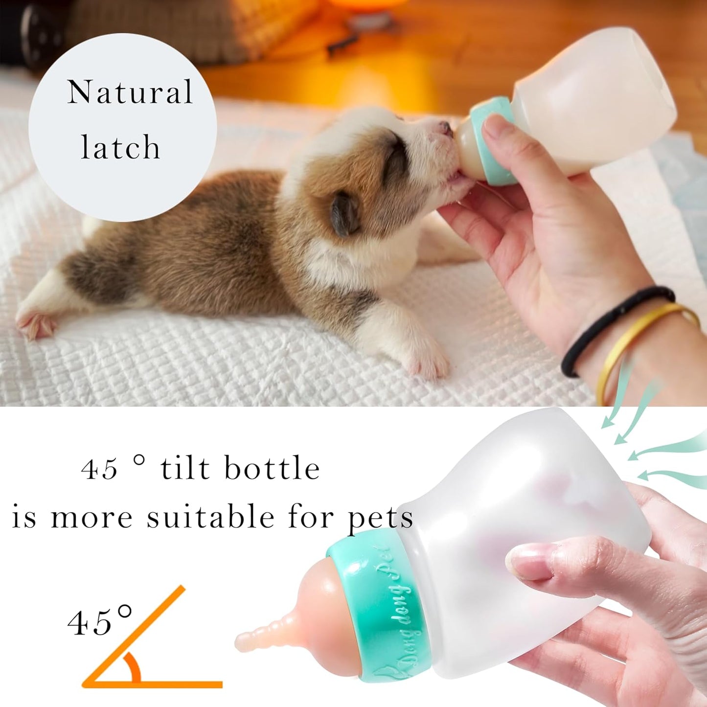 Pet Feeder Bottle, Silicone Feeding Nipple and Syringes for All Breed of Puppies and Other Animals Dongdong pet