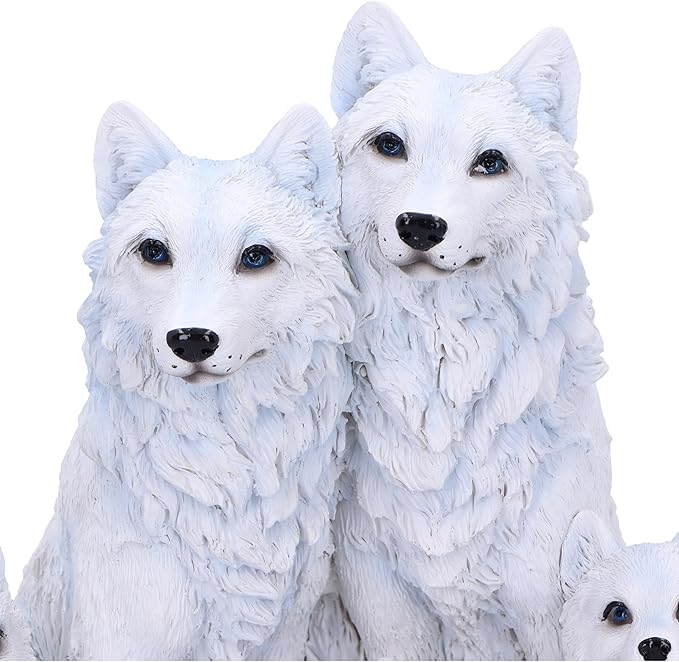 Nemesis Now Protected Pups Figurine 19cm, Resin, White, Wolf Family Figure, White Wolf Family Ornament, Collectable Wolf Giftware, Cast in The Finest Resin, Expertly Hand-Painted