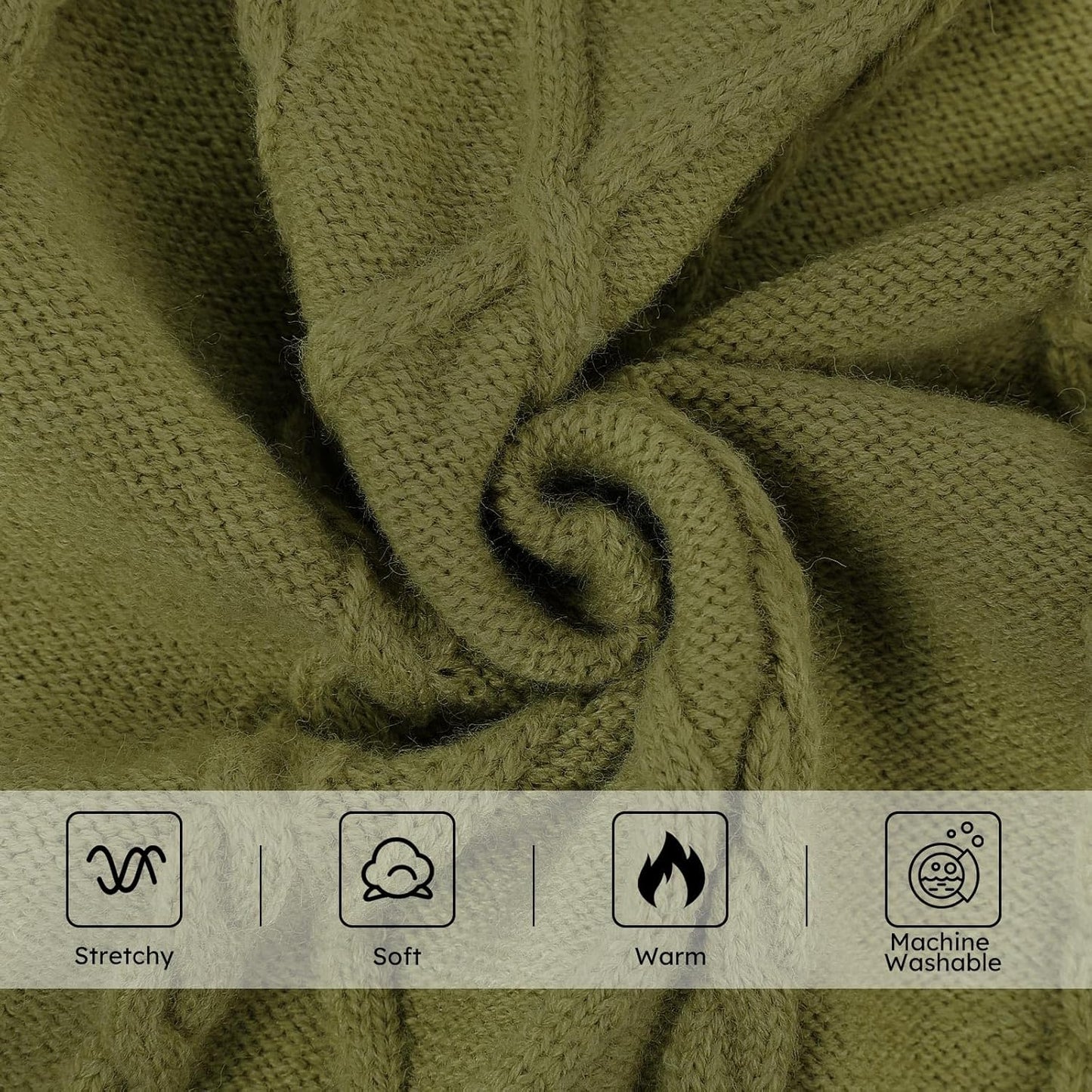 Queenmore Small Dog Pullover Sweater, Cold Weather Cable Knitwear, Classic Turtleneck Thick Warm Clothes for Chihuahua, Bulldog, Dachshund, Pugl,OliveGreen,L