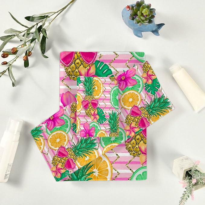 Gaming 3 Piece Towel Bathroom Sets, 1 Bath Towel, 1 Washcloth, 1 Hand Towel, Cotton Fast Dry Soft Absorbent Towel Set for Home Kitchen Family (Holiday Pineapple)