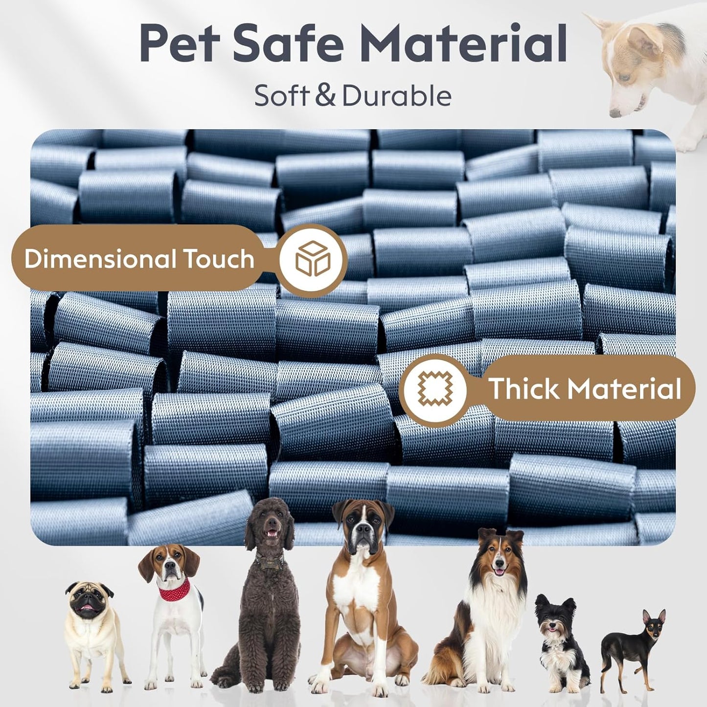 Snuffle Mat for Dogs, Dog Puzzle Mat, Interactive Dog Toys for Enrichment,Sniff Mats with Non-Slip Backing,Suitable for Breeds and Sizes of Dogs (Silver, 17" X 15")