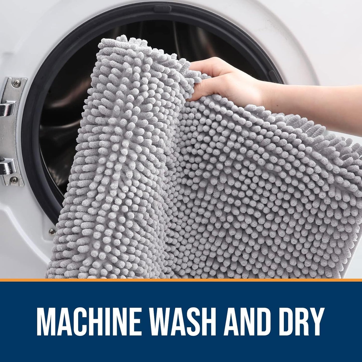 OLANLY Dog Door Mat for Muddy Paws 36x24, Absorbs Moisture and Dirt, Absorbent Non-Slip Washable Doormat, Quick Dry Chenille Mud Mat for Dogs, Entry Indoor Entryway Carpet for Inside Floor, Light Grey