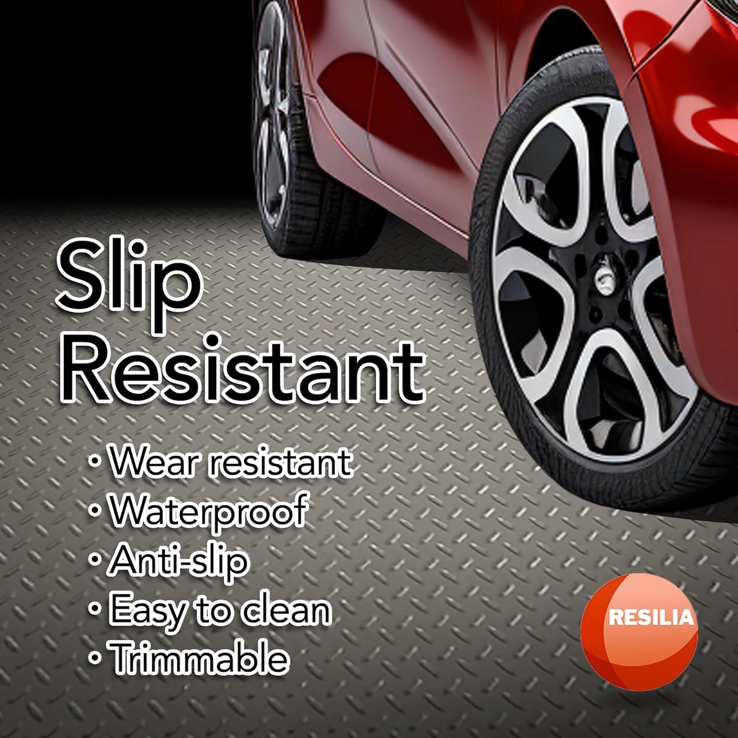 RESILIA Heavy Duty Garage Floor Runner & Protector Mat - Slip Resistant Diamond Plate PVC Mats - Water, Spill, & Stain Resistant, Sandstone (4 feet x 15 feet), Made in The USA