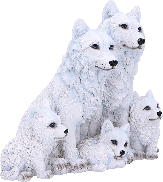 Nemesis Now Protected Pups Figurine 19cm, Resin, White, Wolf Family Figure, White Wolf Family Ornament, Collectable Wolf Giftware, Cast in The Finest Resin, Expertly Hand-Painted