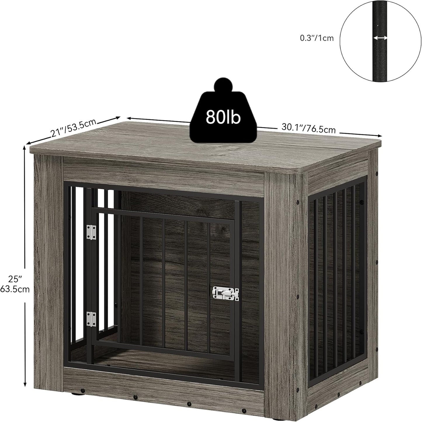 YITAHOME Dog Crate Furniture for Medium Dogs, Side End Table, Modern Dogs Kennel Indoor up to 35 lb, 2-in-1 Iron-Wood Fusion Dog Cage with Waterproof Top, Safety Corners,Steel Lock,30" L,Greige