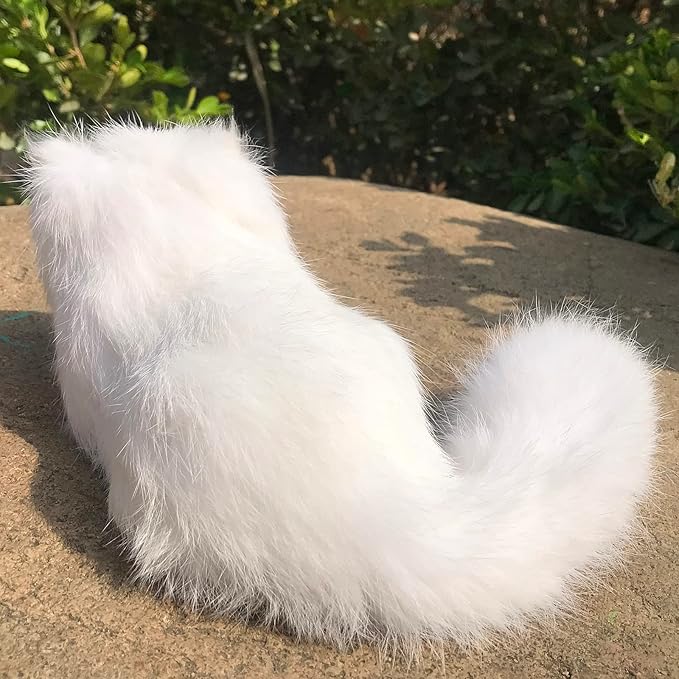 Pack of 2 Realistic Furry Baby Cats Figurines Simulation Kittens/Synthetic Fur Pet Stuffed House Animal Replica/Photo Props/Collectible Gift (Orange+White)