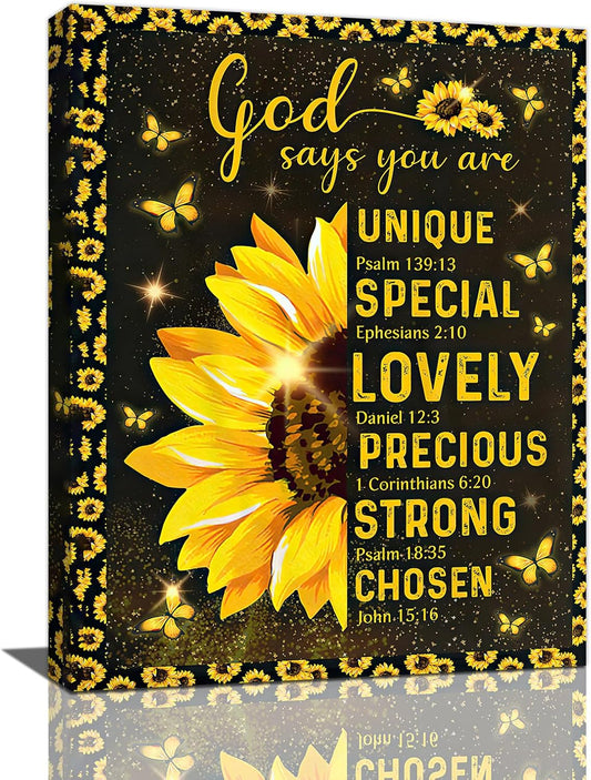 Christian Sunflower Bathroom Pictures Wall Art, Bible Verse Bathroom Wall Decor for Bedroom Office Wall Decorations for Bathroom Living Room Painting Artwork Modern Poster Prints 20"L x 16"W