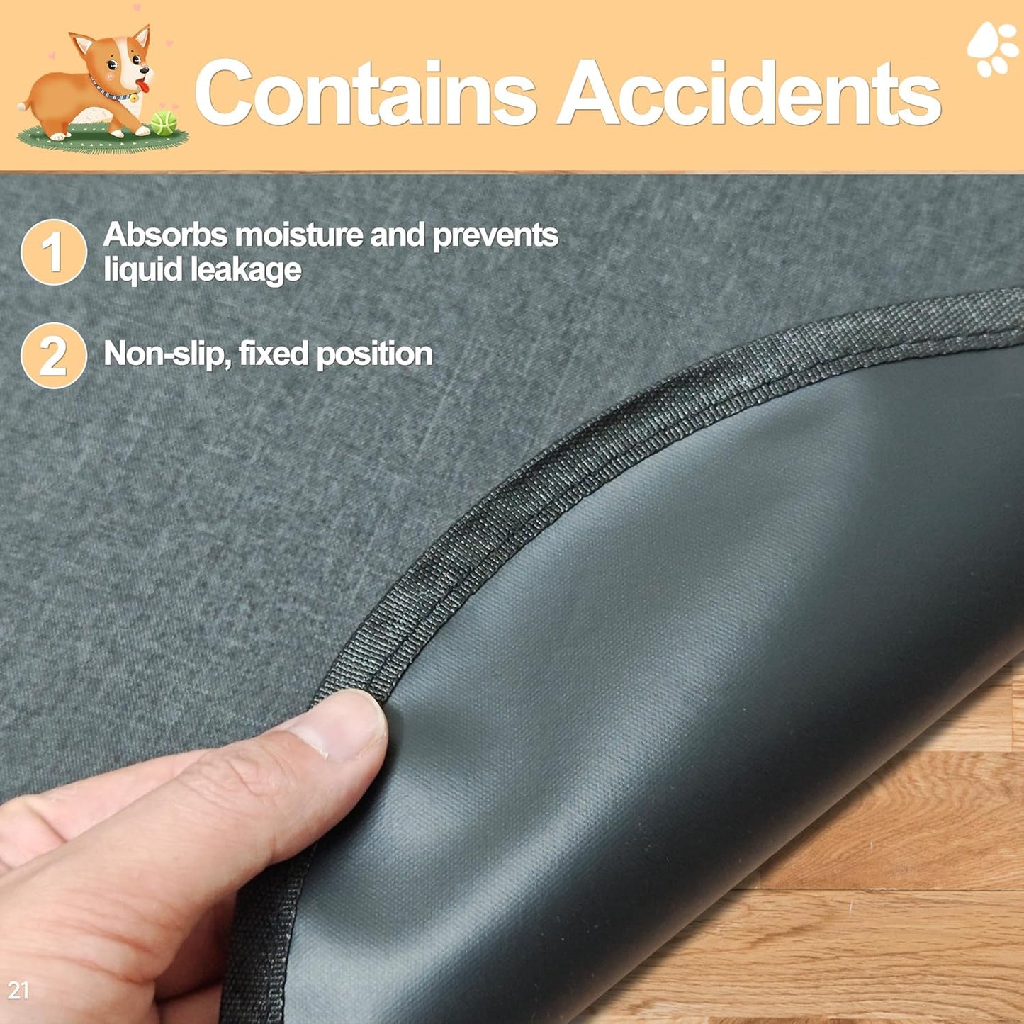 Dog Crate Mat Liner, Washable Pee Pads for Dogs, Absorbs Urine, Non-Slip, Waterproof Under Dog Crate Mat Floor Protector for Kennel Training, Protects Floors from wear and Scratches, (29"x48")