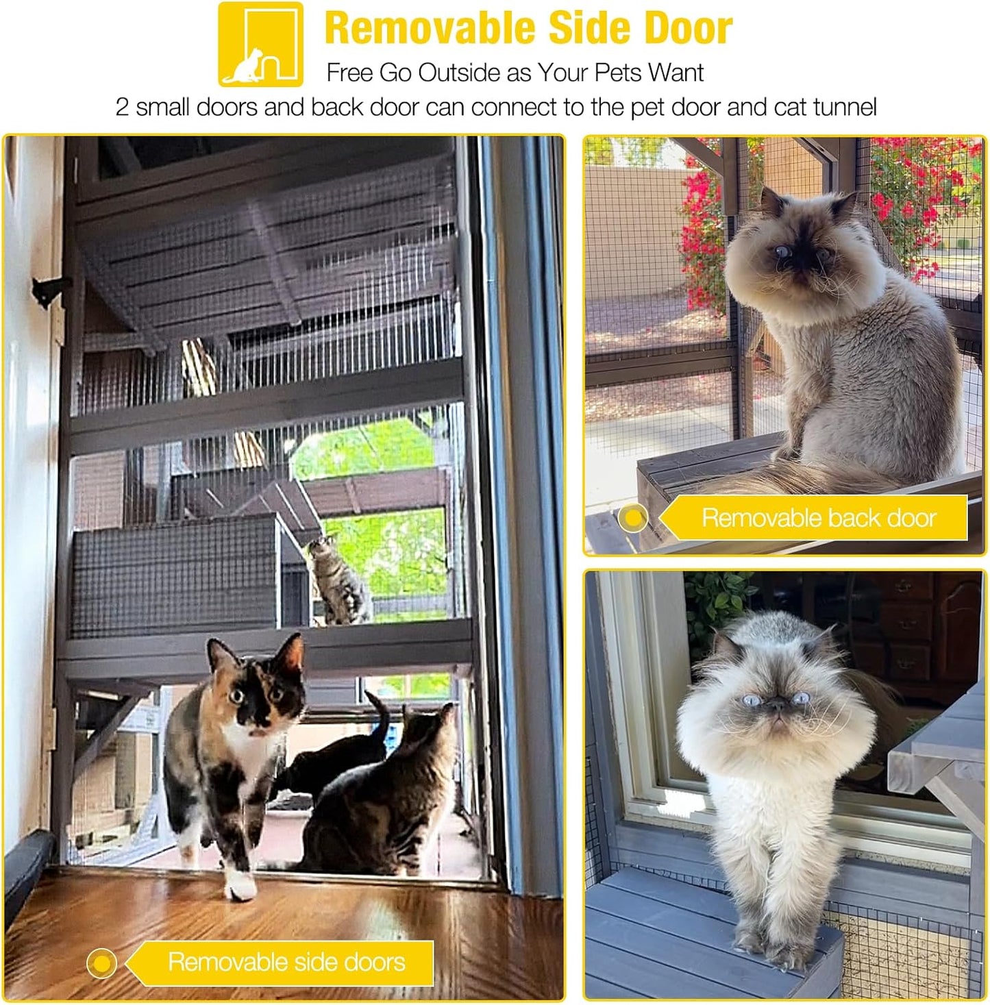 Aivituvin Catio Outdoor Cat Enclosure Large Cat House for Mulitiple Cats Walk in Kitty Cage with Tarp Roof 70"