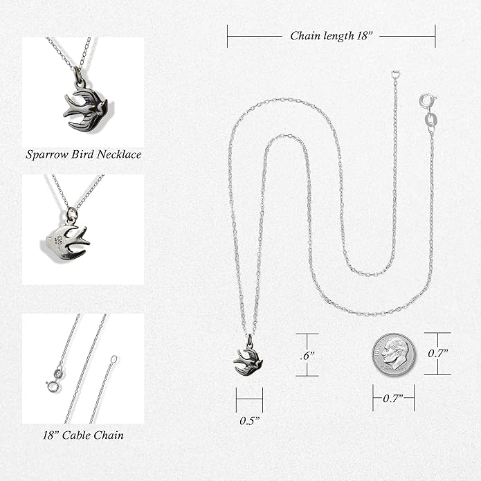 FashionJunkie4Life Sterling Silver Bird Pendant Necklaces for Women