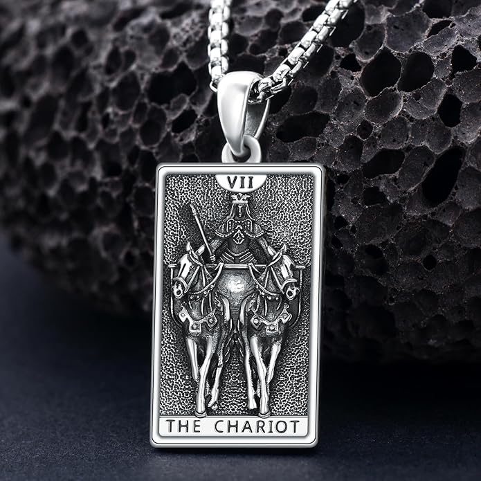 PELOVNY Tarot Card Necklace 925 Sterling Silver Skeleton Necklace The Sun Moon Star Strength Lovers Death Devil Fool Tarot Jewelry Christmas Birthday Gifts for Men Women Unisex