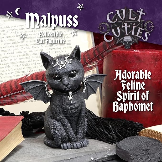Nemesis Now Cult Cuties Adorable Occult Figurines, Bewitching Evil Spirit Creatures, Hand-Painted, Resin - Malpuss