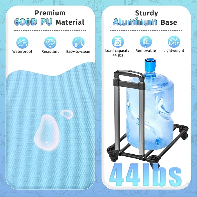 Pet Carrier with Wheels, Durable Airline Approved Cat Crate, Foldable Rolling Dog Carrier, Cat Rolling Bag for Cat &Dog, Use for Travel, Outdoor, Vet Visits, Camping, Indoor. Blue.