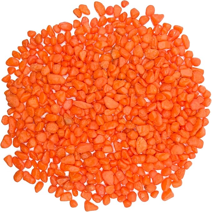 Orange Pebbles for Crafts, 0.9 Pound Natural Polished Aquarium Gravel, Decorative Pebbles for Indoor Plants, Turtle Tank, Vase, Succulents Cactus, Garden Landscaping