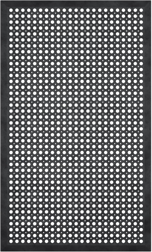 Ottomanson Heavy Duty Rubber Floor Mat – Non-Slip, Waterproof, Easy to Clean – Anti-Fatigue Mat for Commercial Kitchens, Restaurants, Workshops – Oil Resistant, Hose Washable – 36" x 60", Black