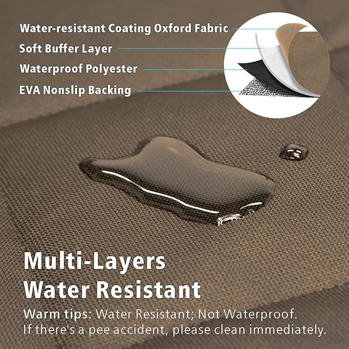 F-color SUV Cargo Liner for Dogs, Water Resistant Pet Cargo Cover Dog Seat Cover Mat for SUVs Sedans Vans with Bumper Flap Protector, Non-Slip, Large Size Universal Fit, Brown