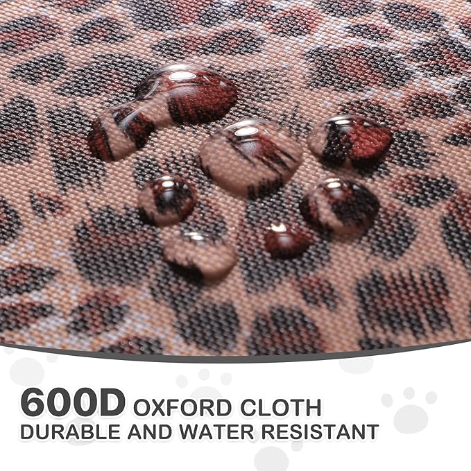 MoNiBloom 4 Wheels Pet Stroller, Easy-Fold Umbrella Shaped Dog Cat Jogger Stroller w/Storage Bag & Visible Mesh for Small/Medium Dogs Cats Leopard Print