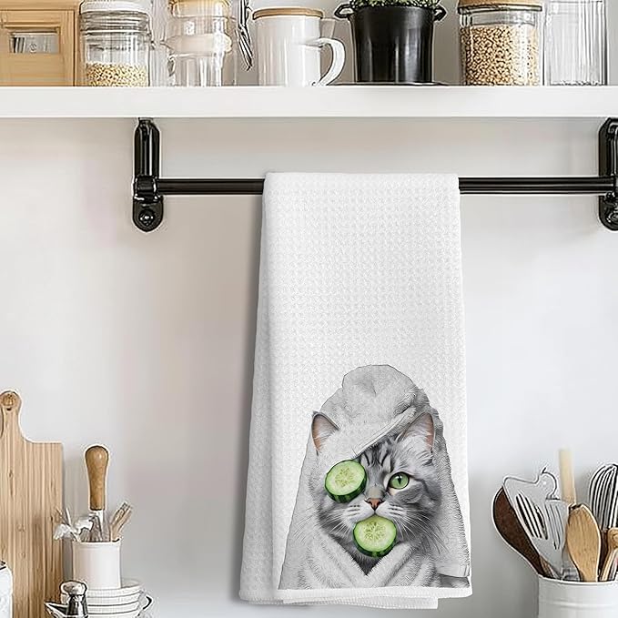 Funny Cat Hand Towels for Bathroom Decor, Cute Cat Mom Lady Lovers Gifts, Funny Kitchen Towels, Kids Bathroom Hand Towels,16x24 Inches