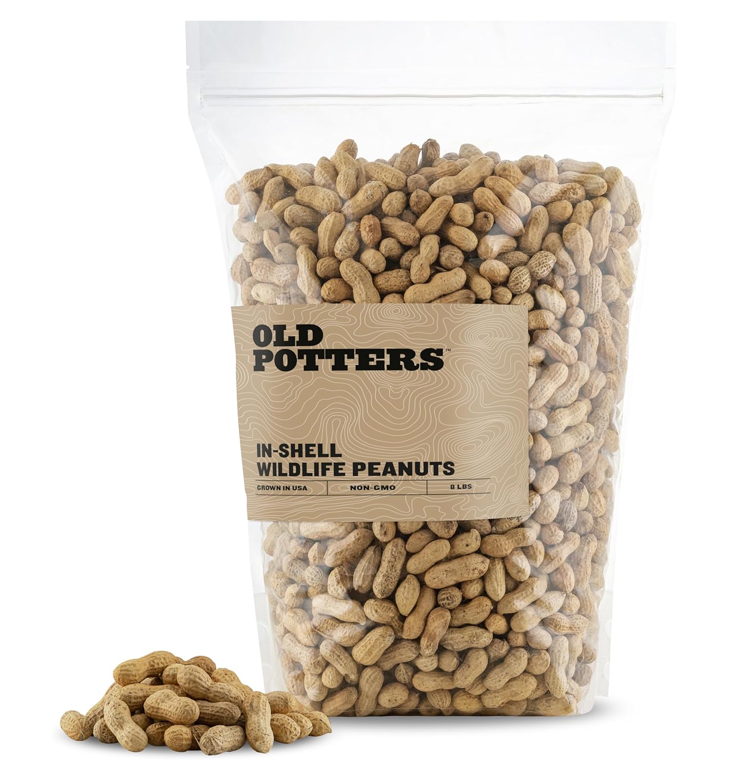 Old Potters Wildlife in-Shell Peanuts for Birds, Squirrels and Wildlife. USA Grown Non-GMO Raw in-Shell Peanuts (in-Shell, 8 lbs)